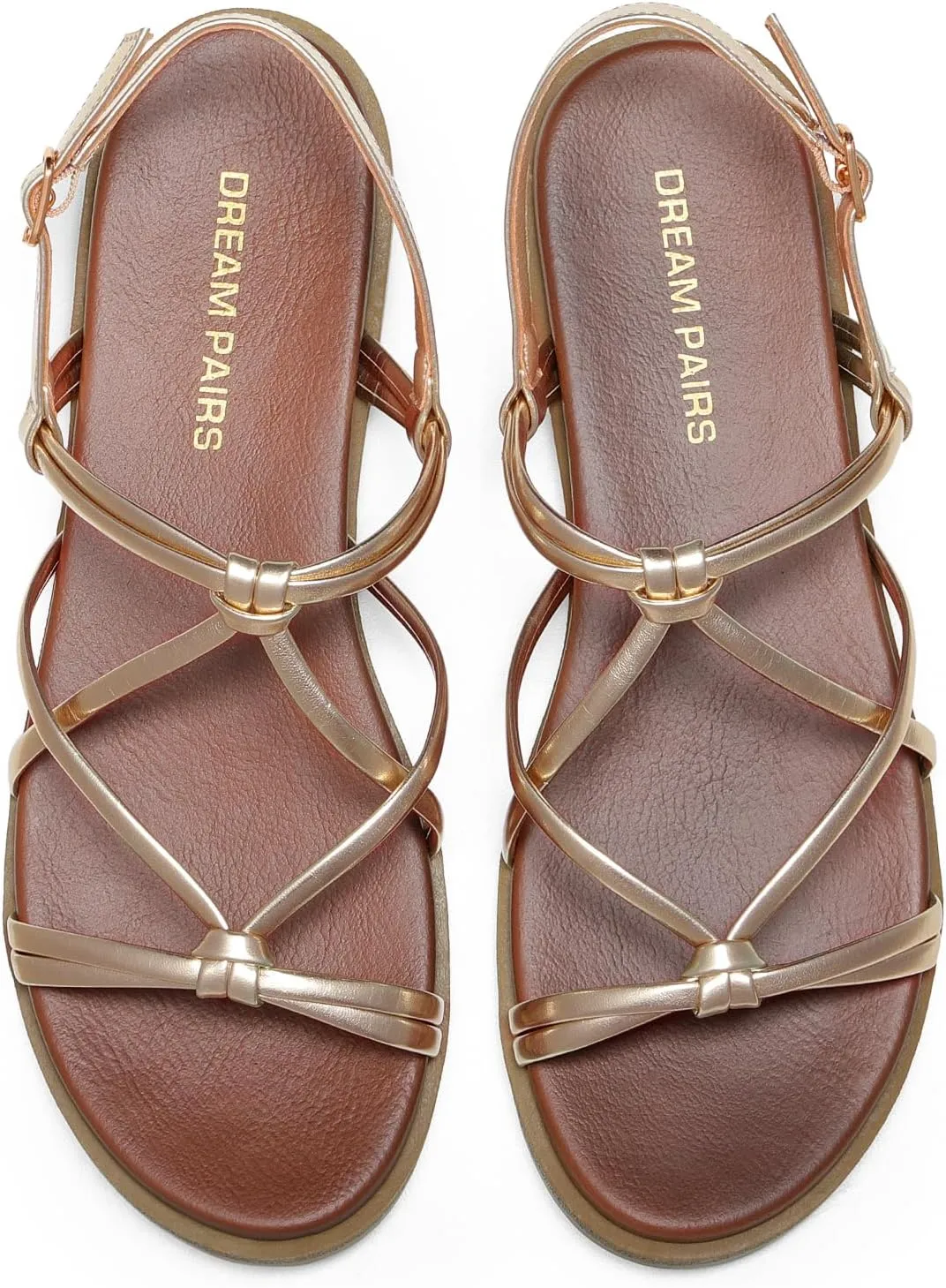DREAM PAIRS Women's Sandals Cross Strappy Gladiator Dress Flat Sandals Daily Casual Comfortable Summer Shoes