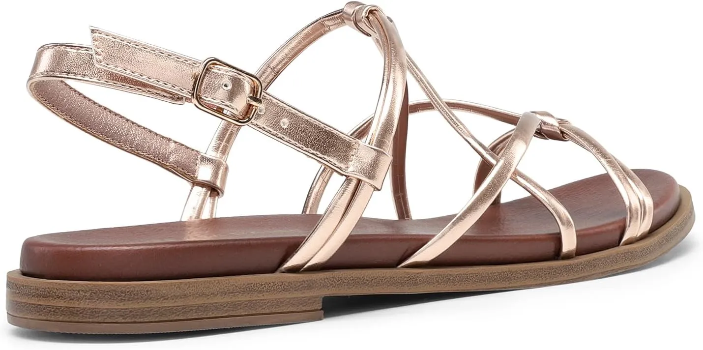 DREAM PAIRS Women's Sandals Cross Strappy Gladiator Dress Flat Sandals Daily Casual Comfortable Summer Shoes