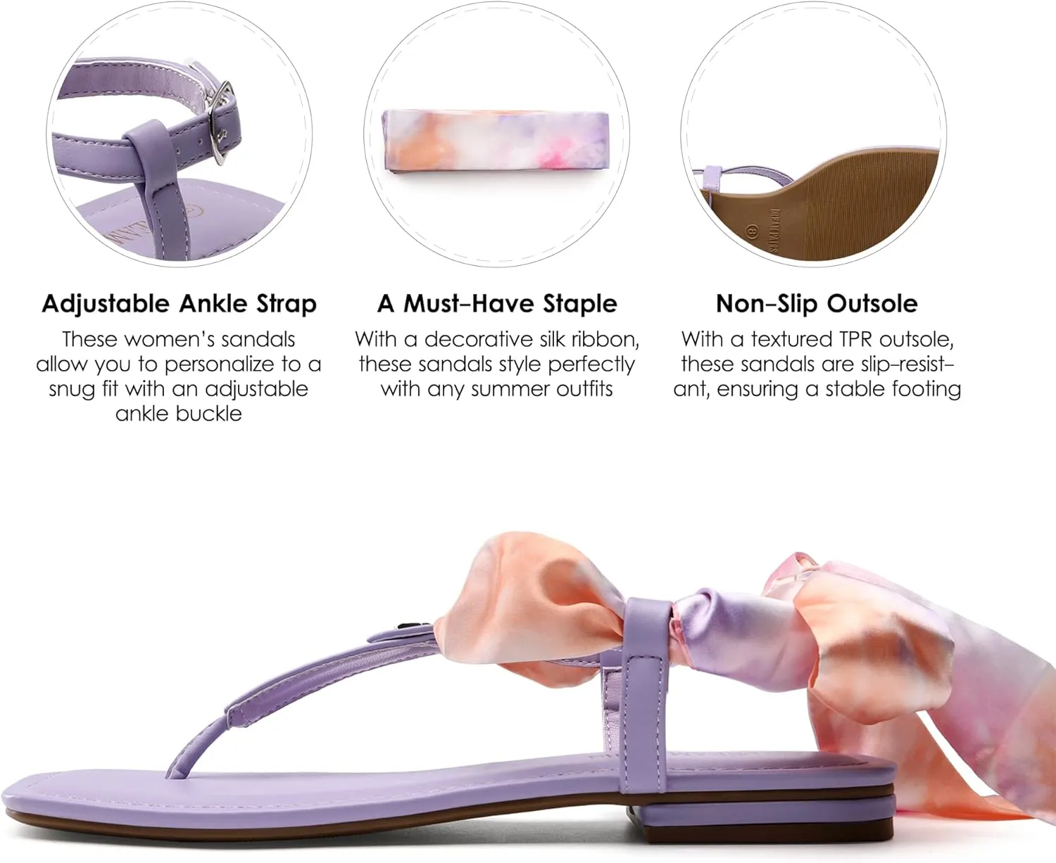 DREAM PAIRS Women's T-Strap Thong Flat Sandals with Cute Square Toe Strappy for Summer