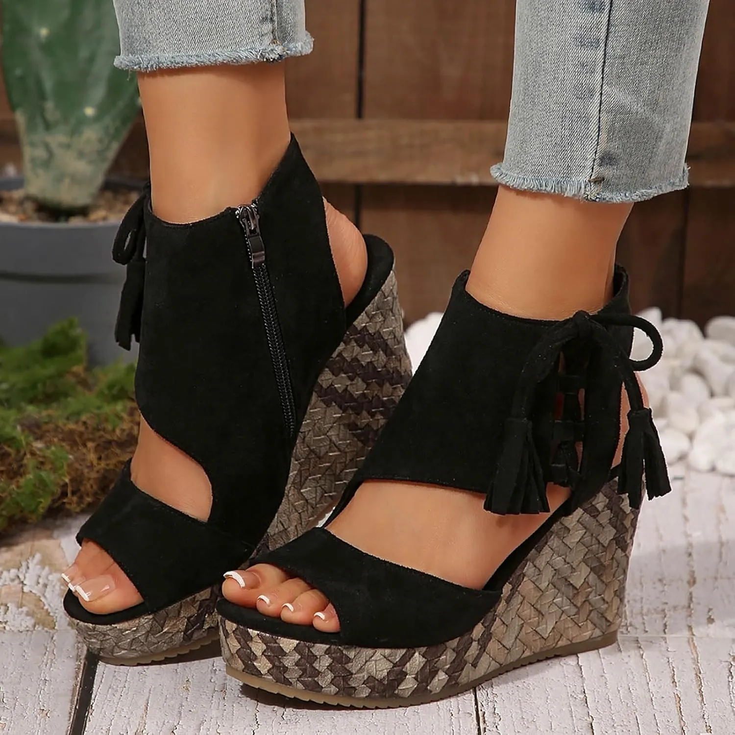 Eduavar Womens Wedge Sandals, Orthopedic Sandals for Women Sandals Open Toe Wedge Platform Sandal with Back Strap