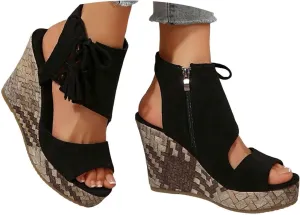 Eduavar Womens Wedge Sandals, Orthopedic Sandals for Women Sandals Open Toe Wedge Platform Sandal with Back Strap