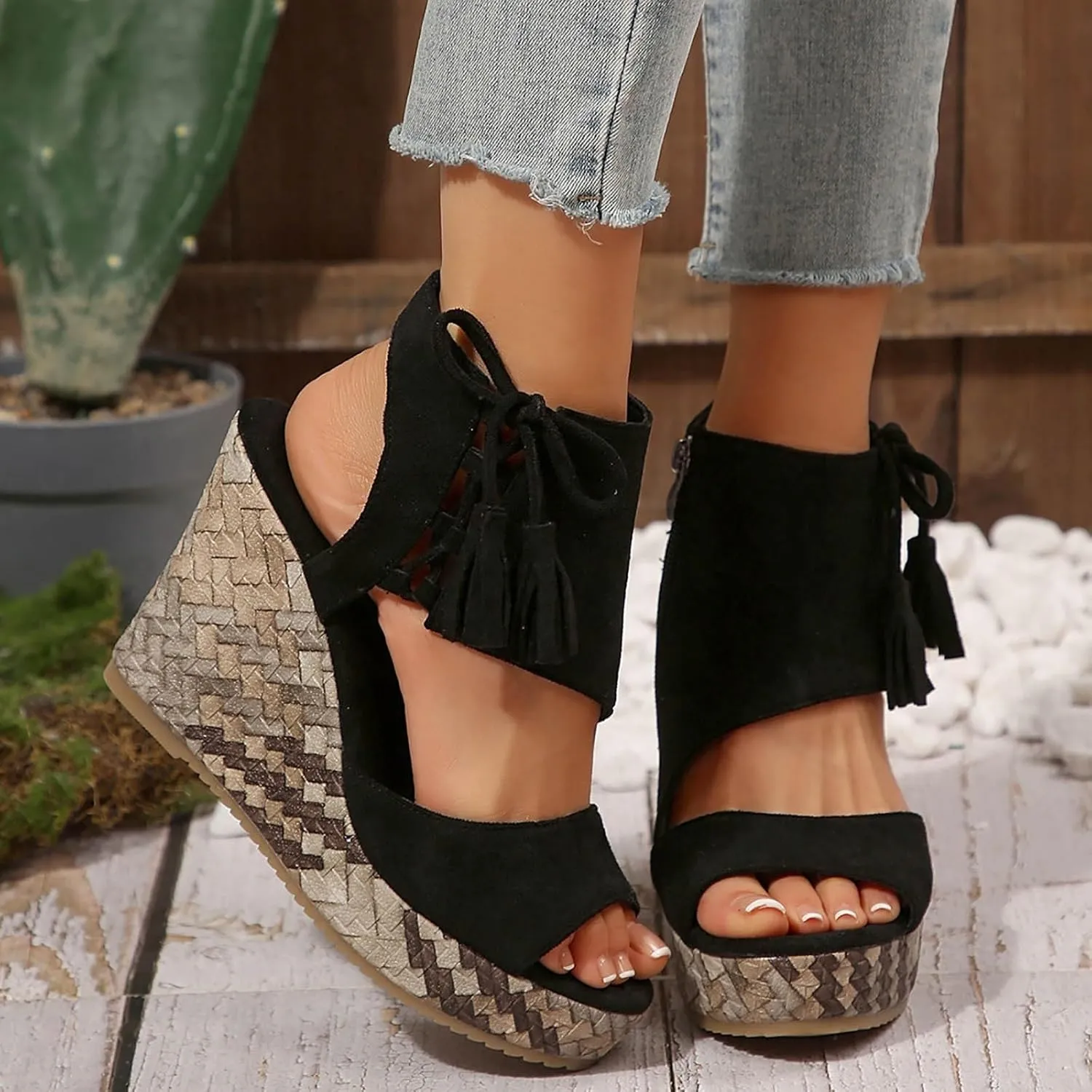 Eduavar Womens Wedge Sandals, Orthopedic Sandals for Women Sandals Open Toe Wedge Platform Sandal with Back Strap
