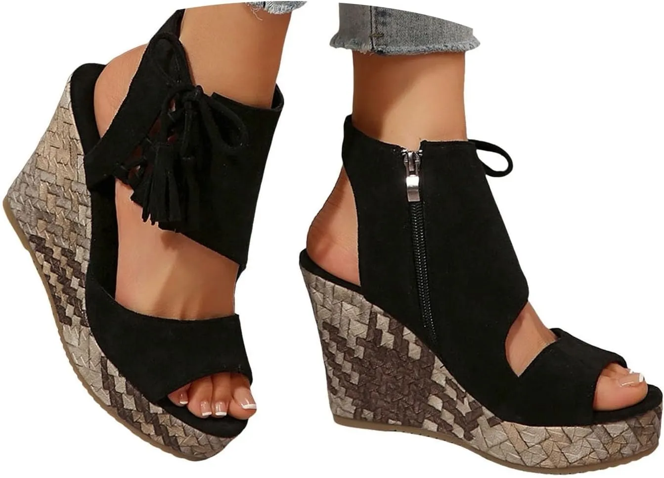 Eduavar Womens Wedge Sandals, Orthopedic Sandals for Women Sandals Open Toe Wedge Platform Sandal with Back Strap