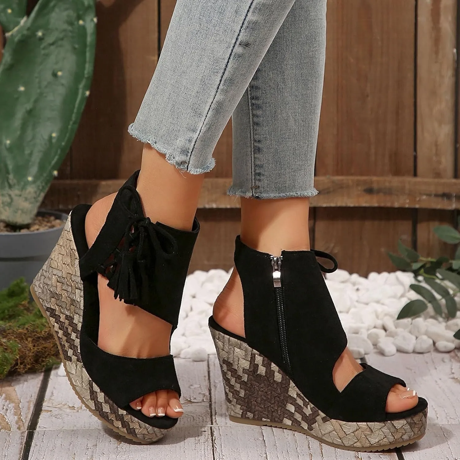 Eduavar Womens Wedge Sandals, Orthopedic Sandals for Women Sandals Open Toe Wedge Platform Sandal with Back Strap