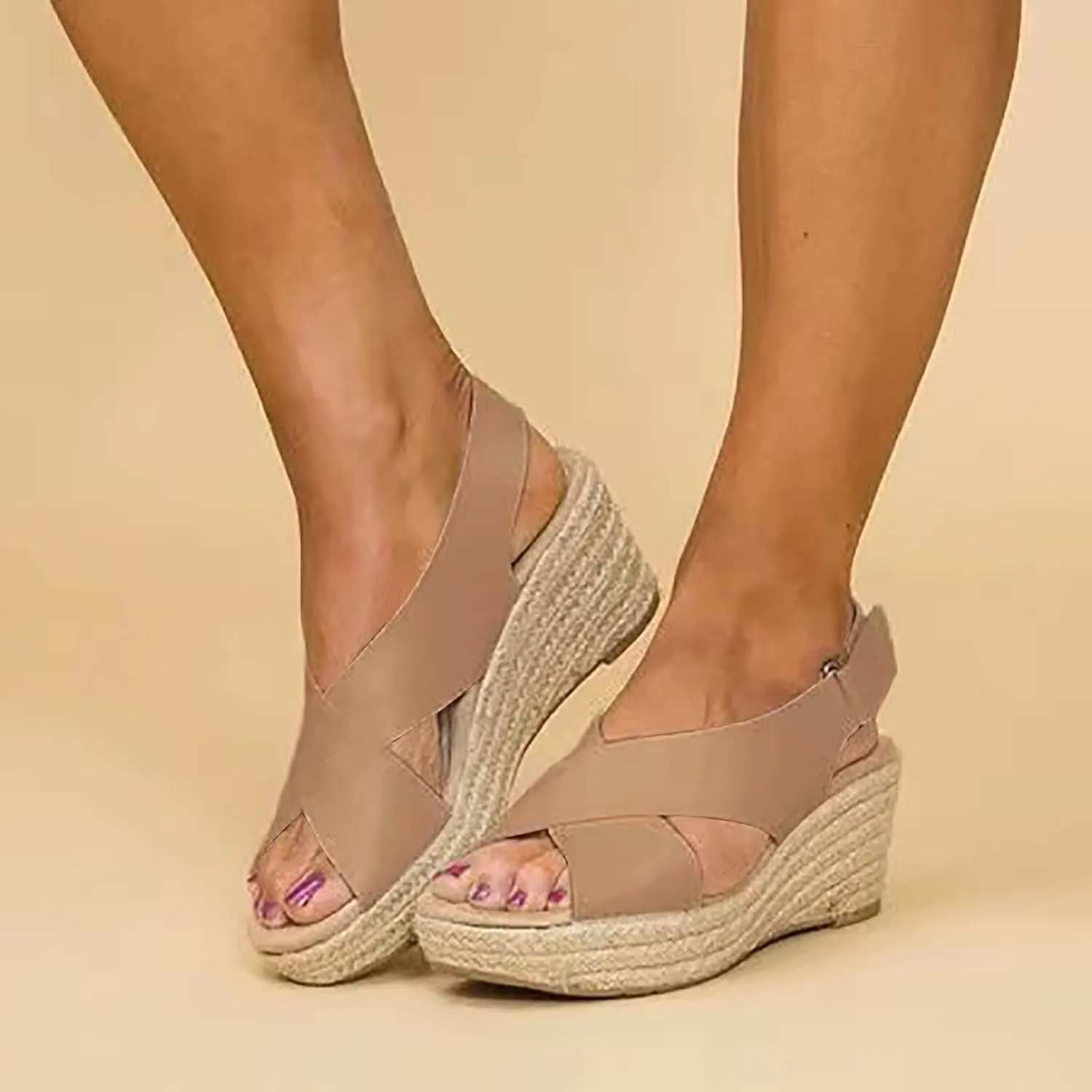 Eduavar Womens Wedge Sandals, Orthopedic Sandals for Women Sandals Open Toe Wedge Platform Sandal with Back Strap