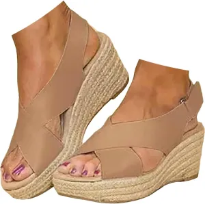 Eduavar Womens Wedge Sandals, Orthopedic Sandals for Women Sandals Open Toe Wedge Platform Sandal with Back Strap