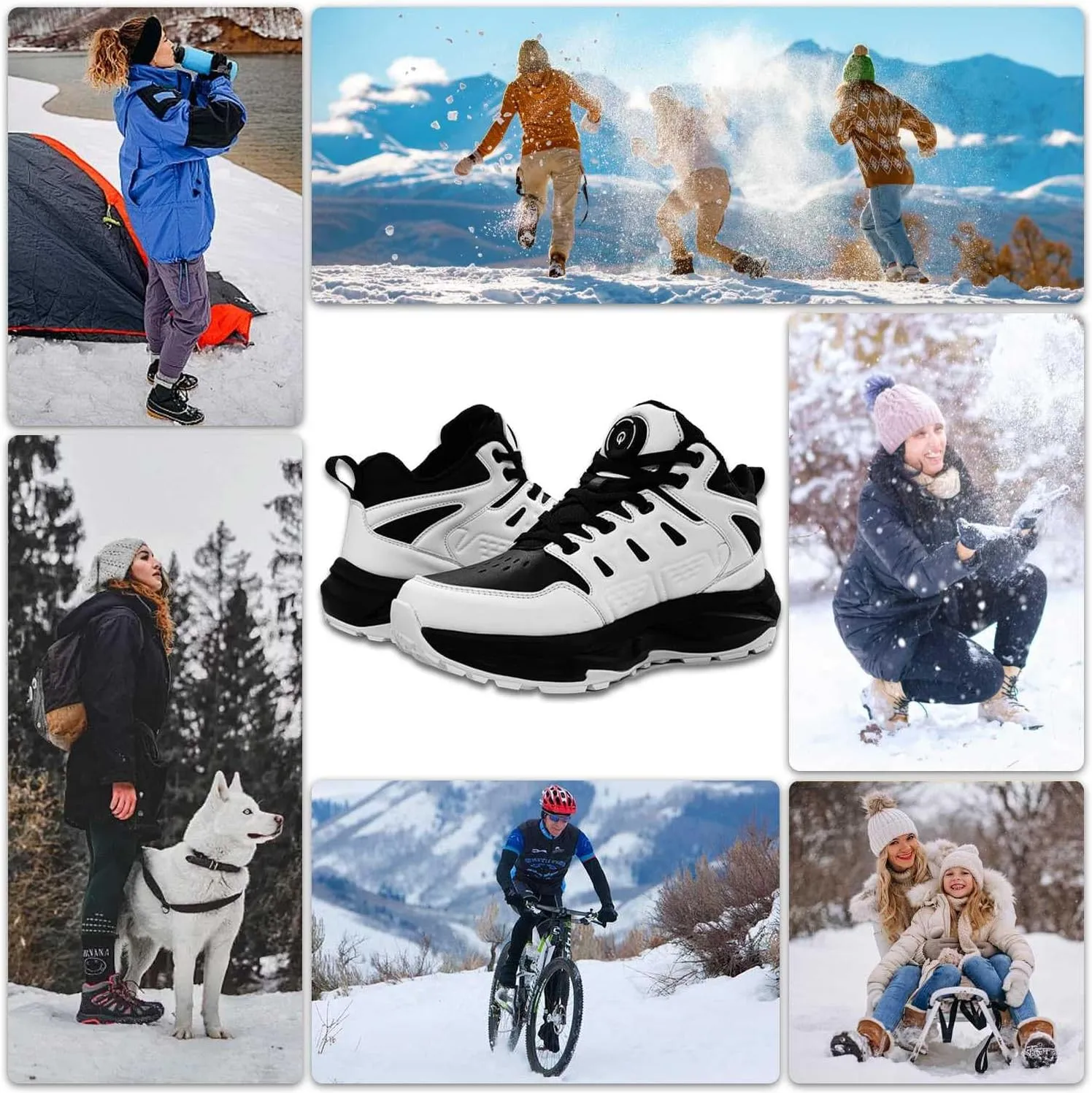 Electric Foot Warmer Rechargeable Heated Sneakers - Fast Heating, Lightweight Snow Boots for Men and Women - Waterproof Outdoor Shoes