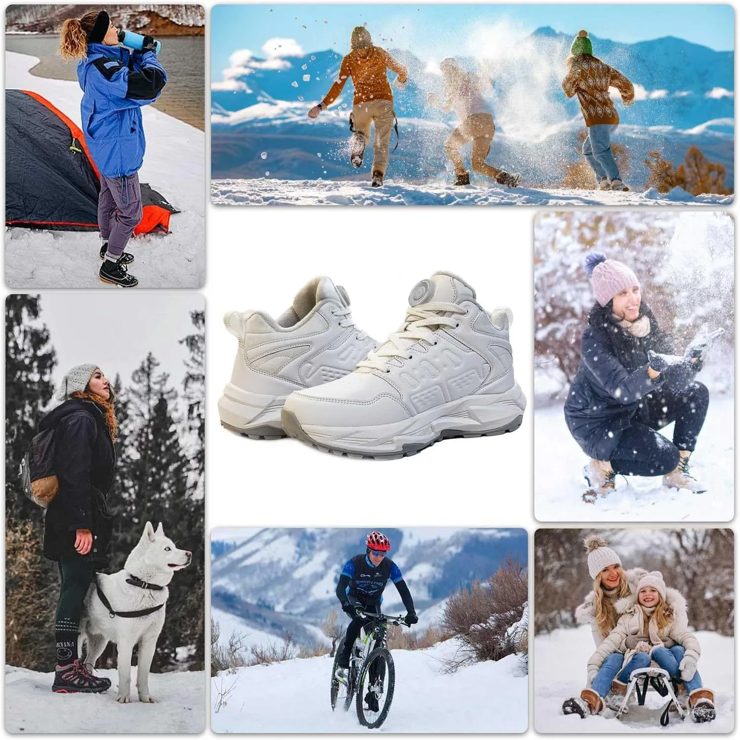 Electric Foot Warmer Rechargeable Heated Sneakers - Fast Heating, Lightweight Snow Boots for Men and Women - Waterproof Outdoor Shoes
