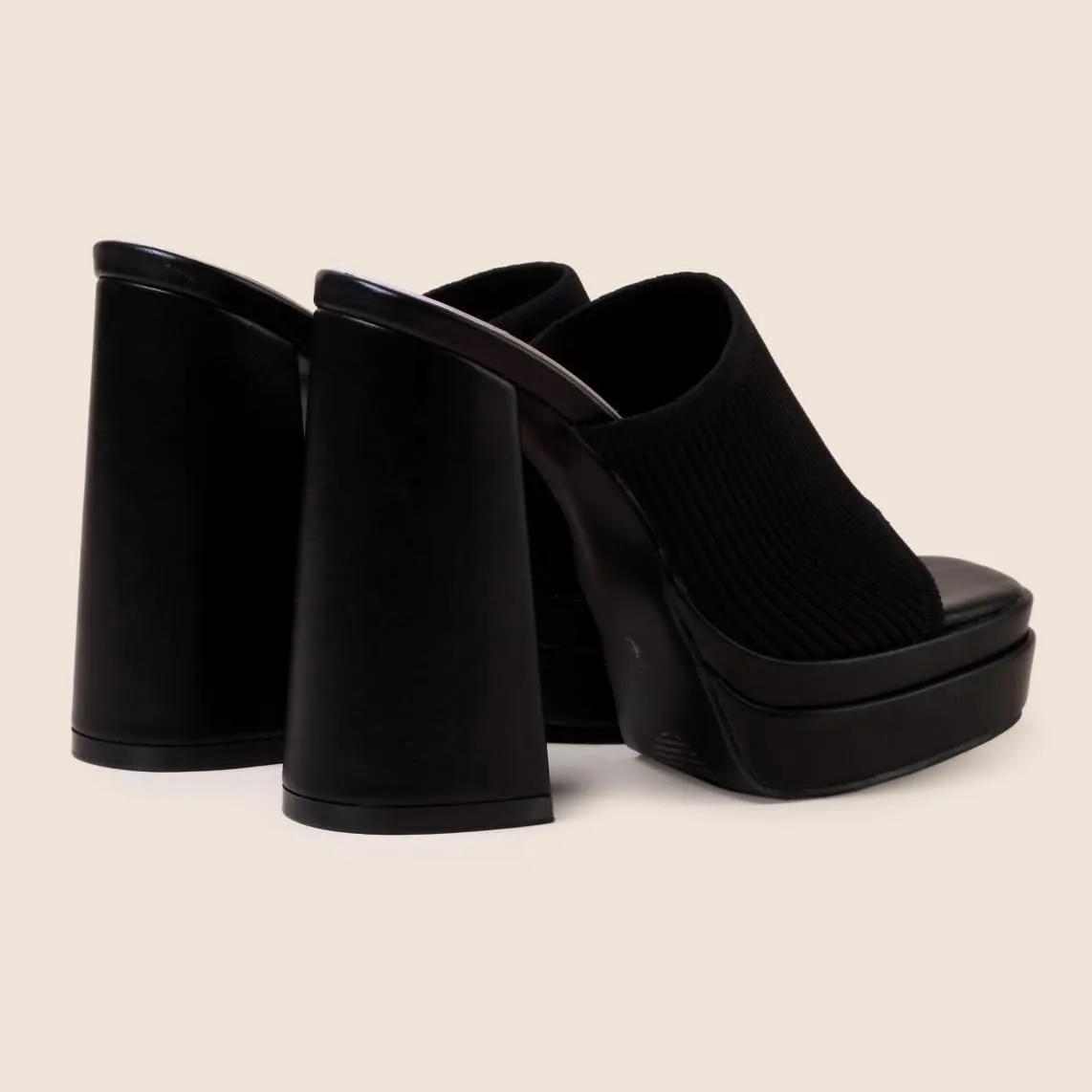 Elegant High Chunky Heel Mule Sandals for Women Chic Platform Summer Slip-Ons Block Heel Wedge Shoes with Knit Upper Fashionable Dressy Evening Party Shoes