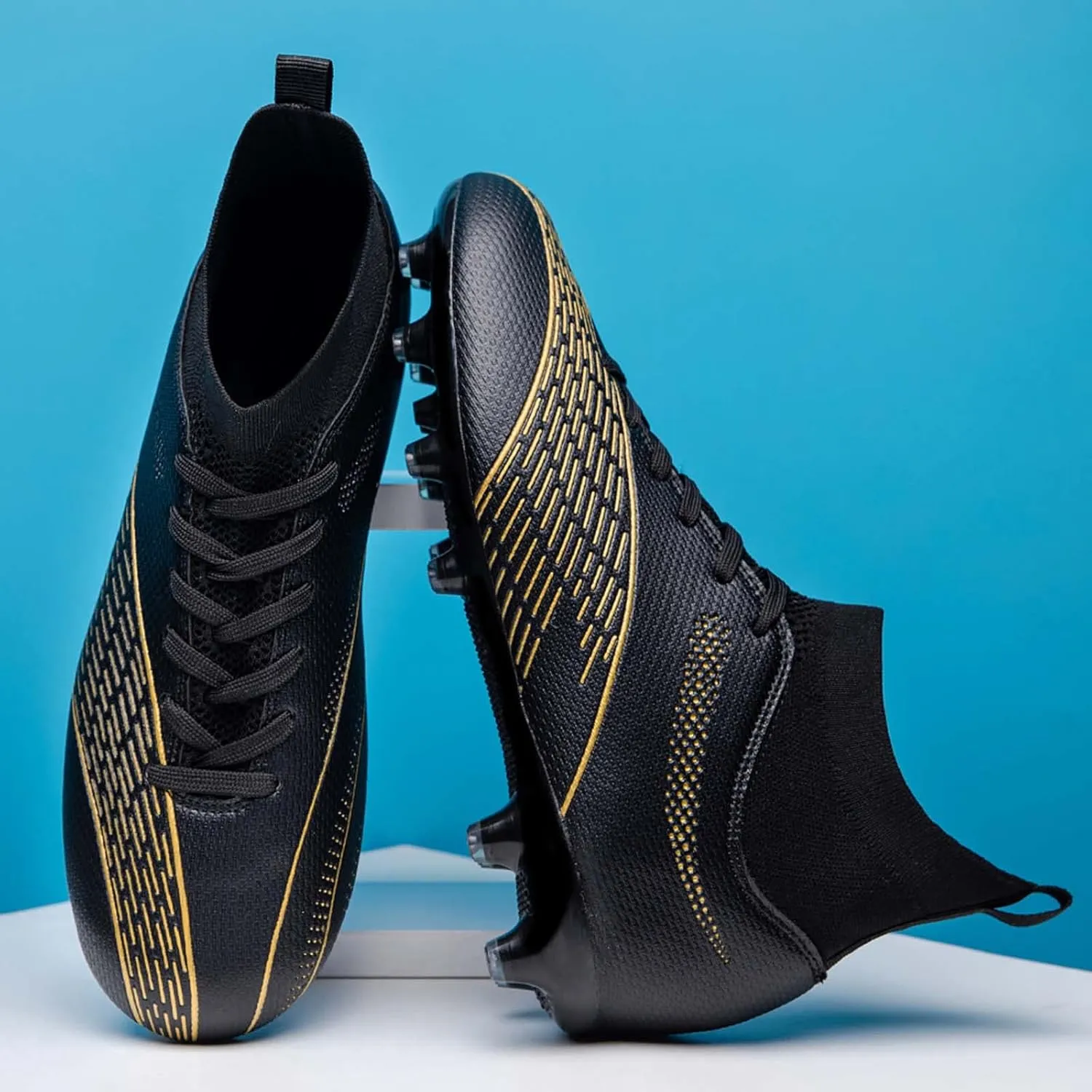 Eliogn Men's Turf Soccer Cleats Athletic Firm Ground High-Top Football Boots