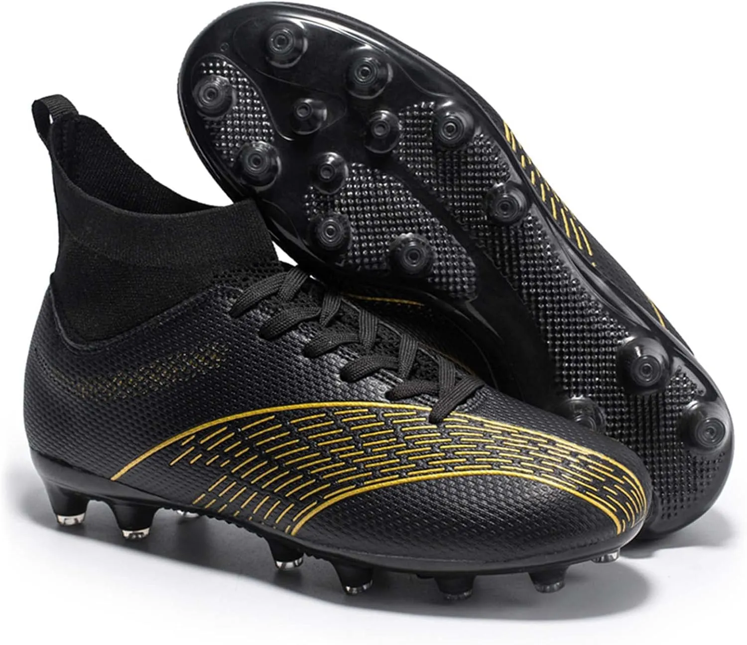 Eliogn Men's Turf Soccer Cleats Athletic Firm Ground High-Top Football Boots