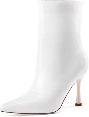 Elisabet Tang Ladies Dress Ankle boots 3.5IN Pointed toe - Mid Heel Stiletto Work Booties for Women Trendy Short Boots