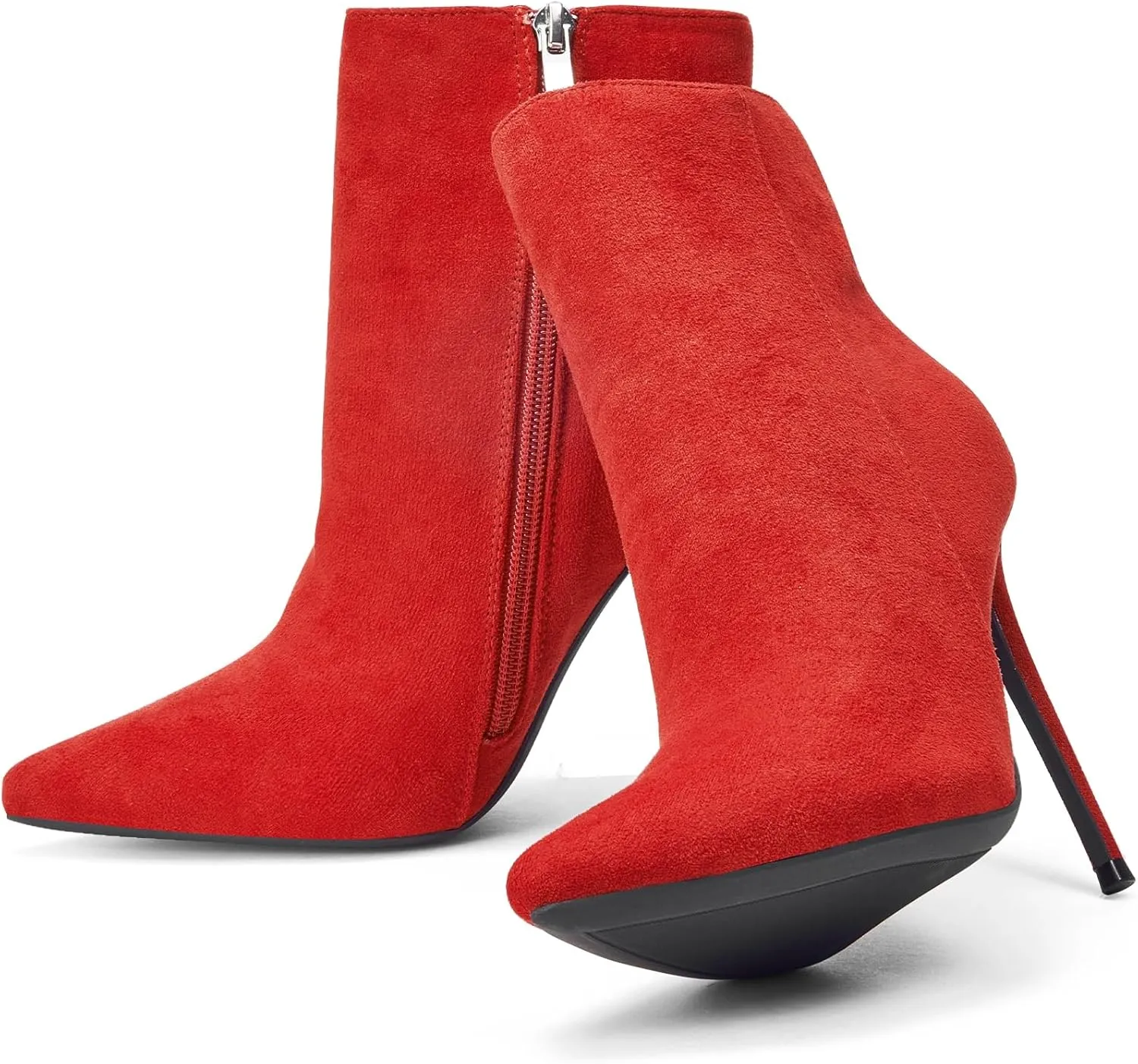 Elisabet Tang Women Heeled Ankle Booties,Sexy Pointed Toe 4 inch Stiletto High Heel Fashion Ankle & Booties with Side Zipper High Heel Boots Dress Evening Party Boots Shoes