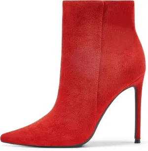Elisabet Tang Women Heeled Ankle Booties,Sexy Pointed Toe 4 inch Stiletto High Heel Fashion Ankle & Booties with Side Zipper High Heel Boots Dress Evening Party Boots Shoes