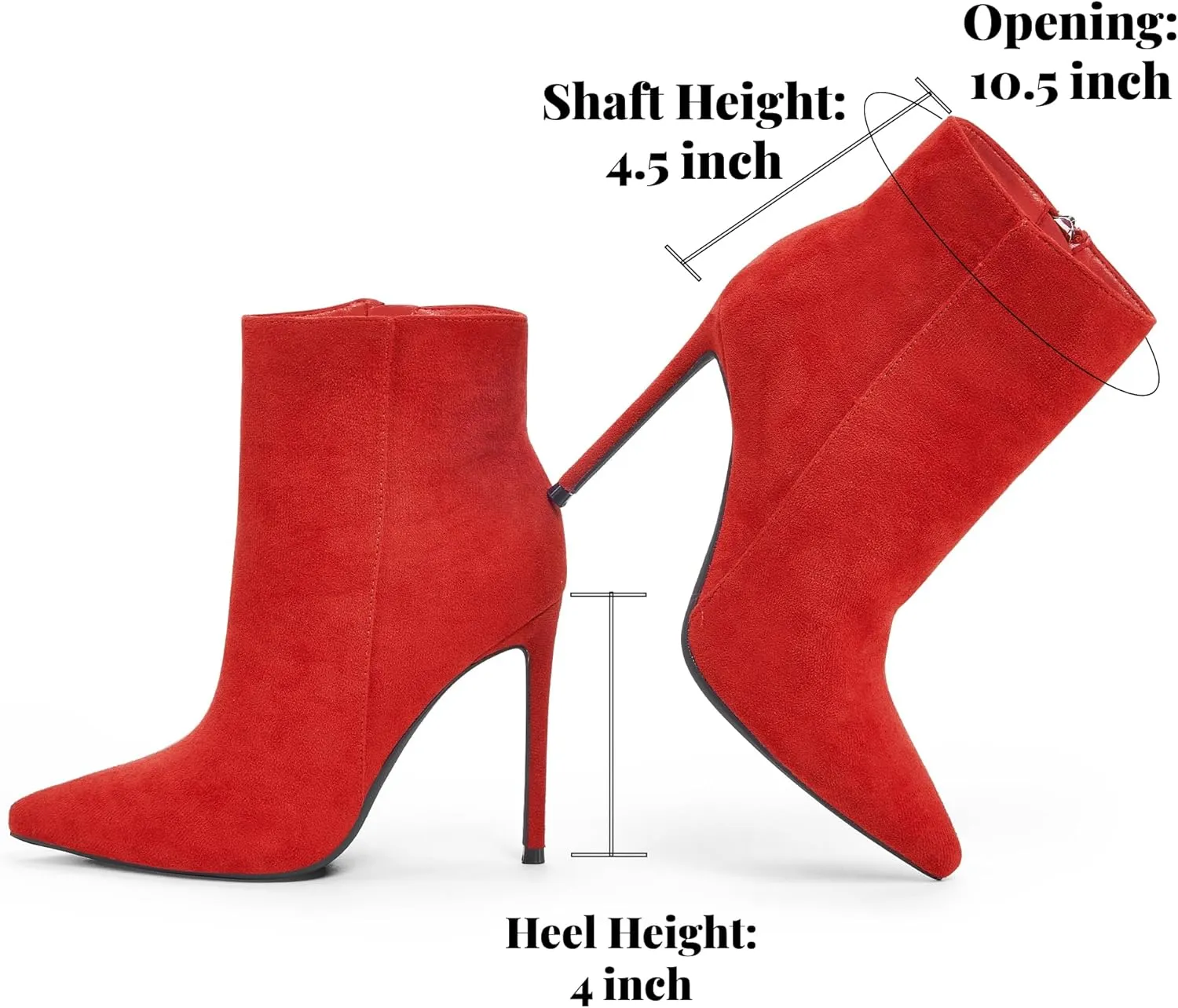 Elisabet Tang Women Heeled Ankle Booties,Sexy Pointed Toe 4 inch Stiletto High Heel Fashion Ankle & Booties with Side Zipper High Heel Boots Dress Evening Party Boots Shoes