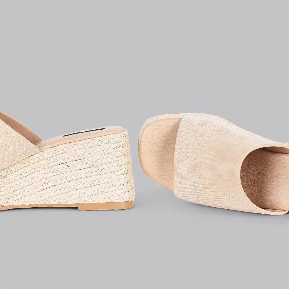 Erocalli Platform Espadrilles for Women Wedge Sandals Open Toe Slip On Bohemia Beach Sandals