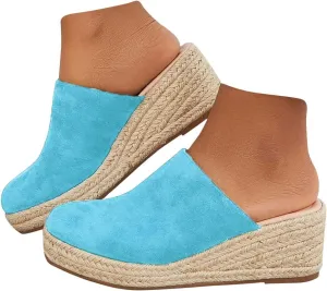 Espadrilles Mule Wedges Platform Slip on Backless Sandals