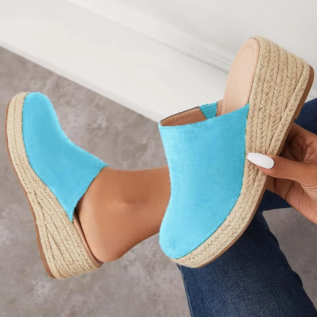 Espadrilles Mule Wedges Platform Slip on Backless Sandals