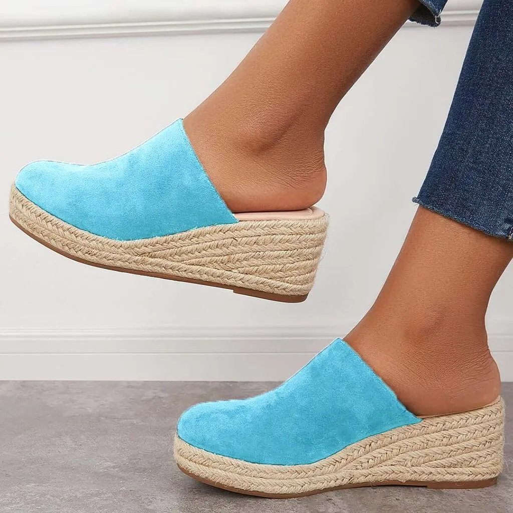 Espadrilles Mule Wedges Platform Slip on Backless Sandals