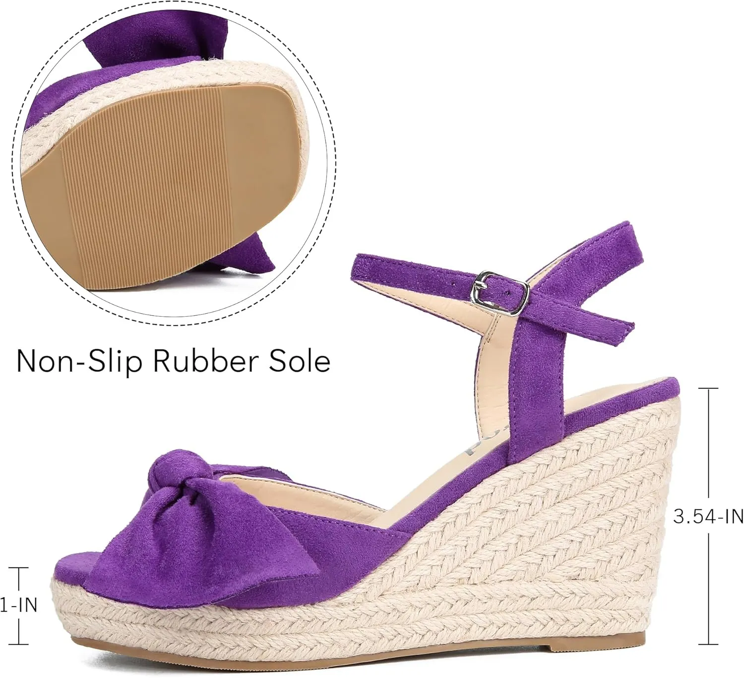 Espadrilles Wedge Sandals for Women Bow Platform Wedges Heels Open Toe Ankle Strap Summer Wedding Wedges