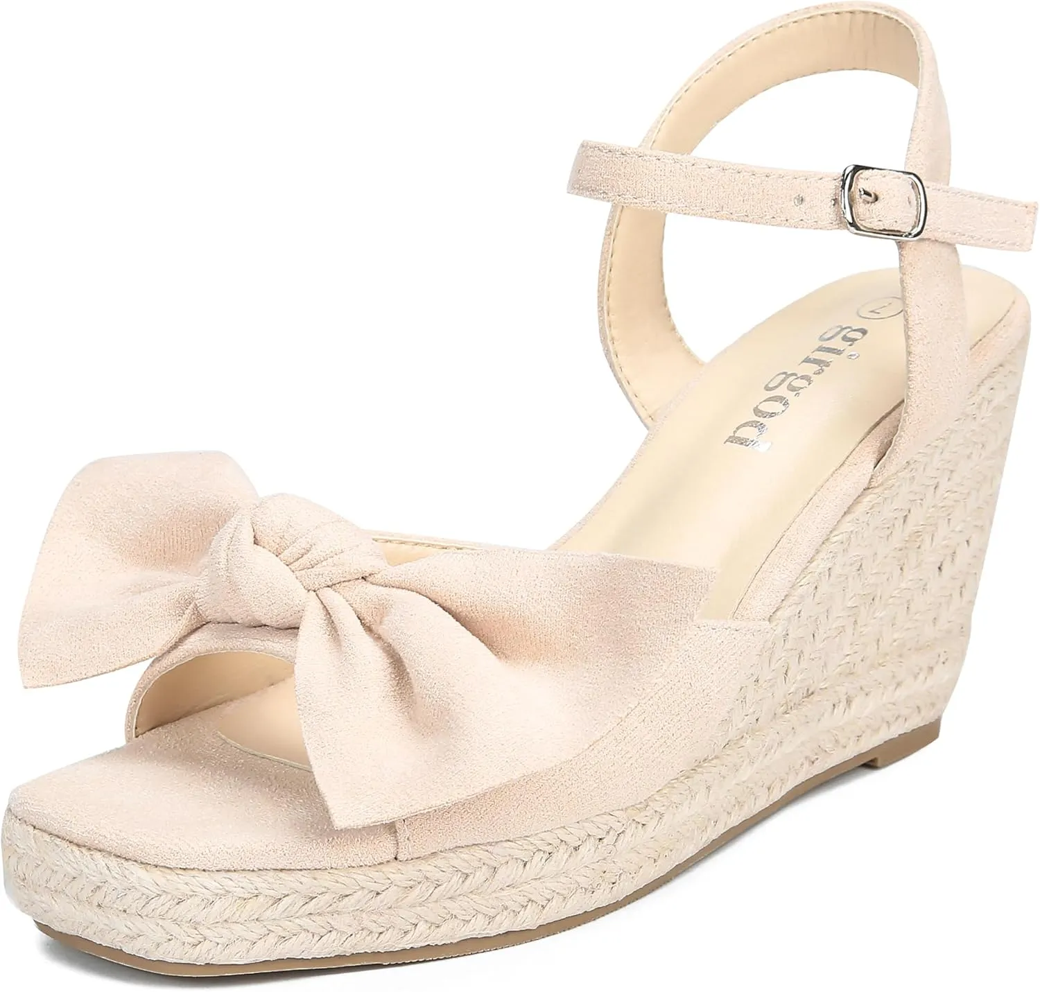 Espadrilles Wedge Sandals for Women Bow Platform Wedges Heels Open Toe Ankle Strap Summer Wedding Wedges