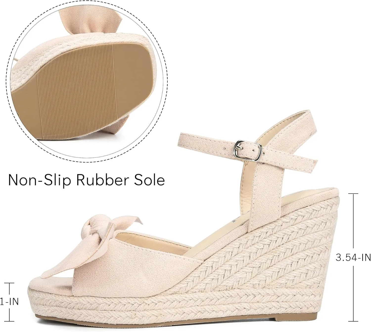Espadrilles Wedge Sandals for Women Bow Platform Wedges Heels Open Toe Ankle Strap Summer Wedding Wedges