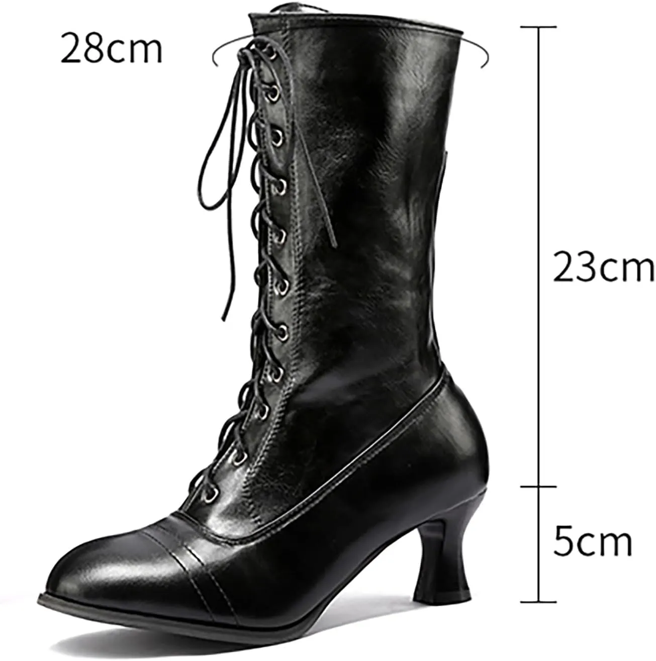 fabalshop Cowboy Fashion Kitten Heel Ankle Booties for Women Cowgirl Pointed Toe Low Chunky Heel Boots Lace up Side Zipper Brogue Boots