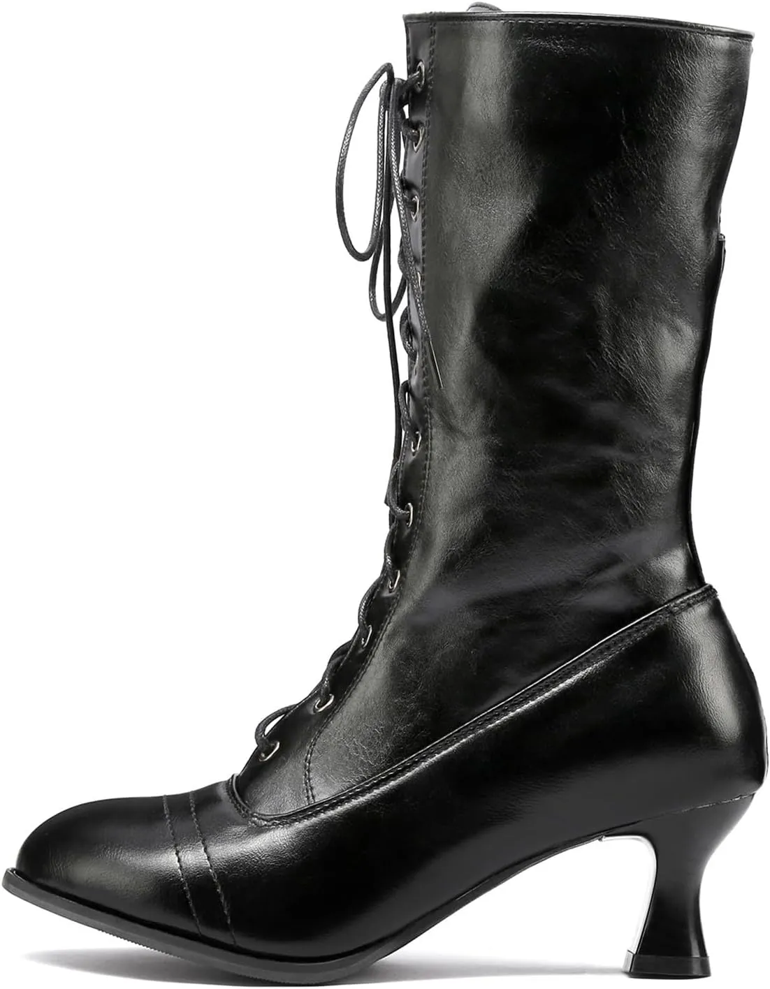 fabalshop Cowboy Fashion Kitten Heel Ankle Booties for Women Cowgirl Pointed Toe Low Chunky Heel Boots Lace up Side Zipper Brogue Boots