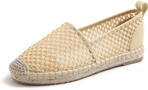 FEVERSOLE Close Toe Espadrilles Women's Comfort Breathable Slip On Flats Shoes