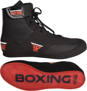 FISTRAGE Leather Kick Boxing Shoes Fighting Sports Master Training Mesh Unisex Pro Men's and Youth Genuine Boot Light Weight | Black Color Boxing Shoes for Adults