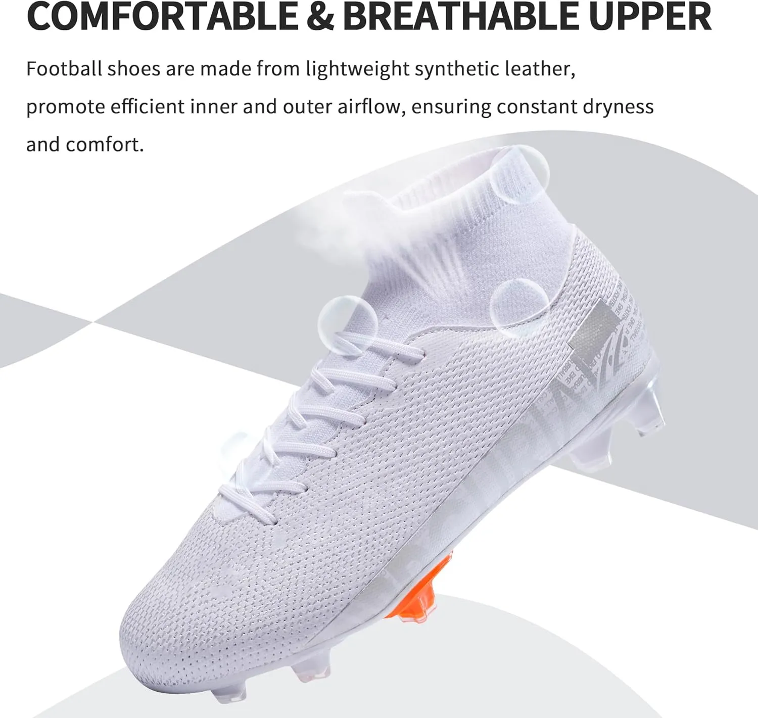 Football Cleats Men Women, Non-Slip High Top Soccer Shoes Lightweight Shock Resistant Training Boots Sneaker Breathable Professional Turf Shoes Sport Athletic Ground Football Boots Soccer Cleats