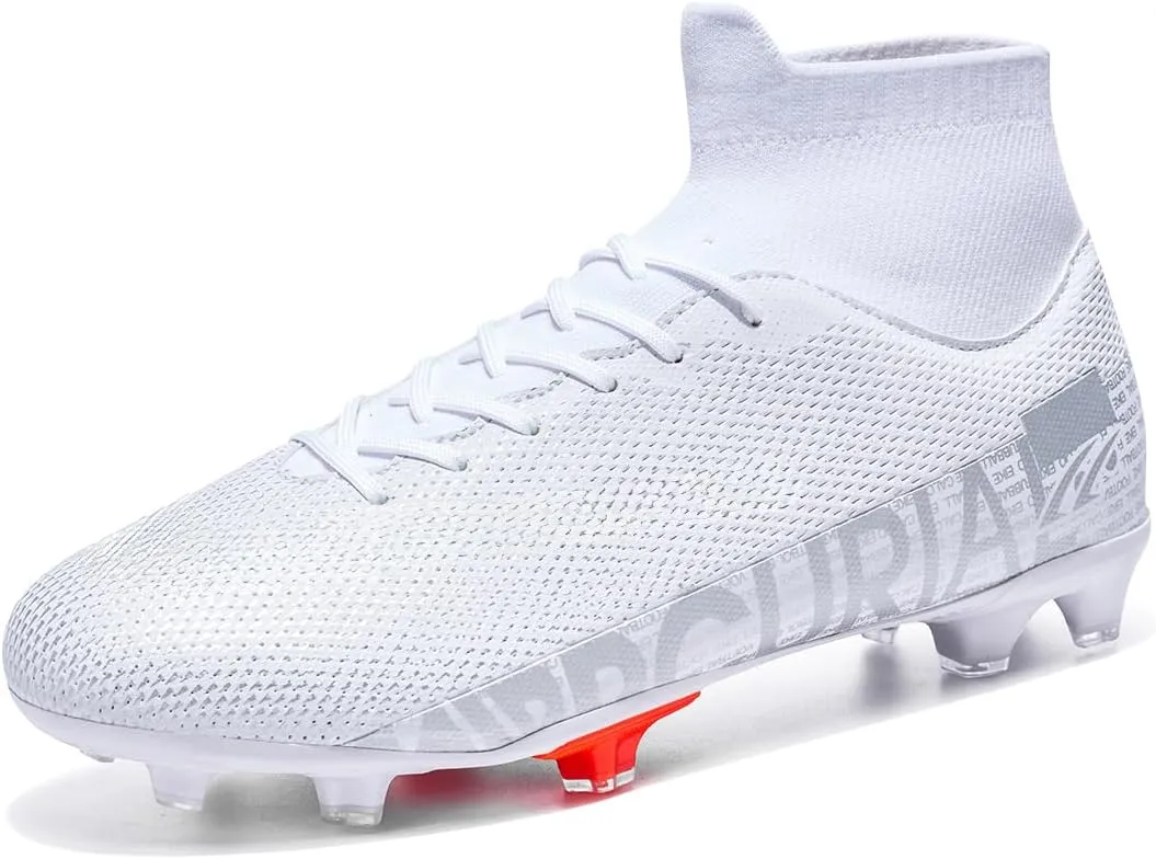 Football Cleats Men Women, Non-Slip High Top Soccer Shoes Lightweight Shock Resistant Training Boots Sneaker Breathable Professional Turf Shoes Sport Athletic Ground Football Boots Soccer Cleats
