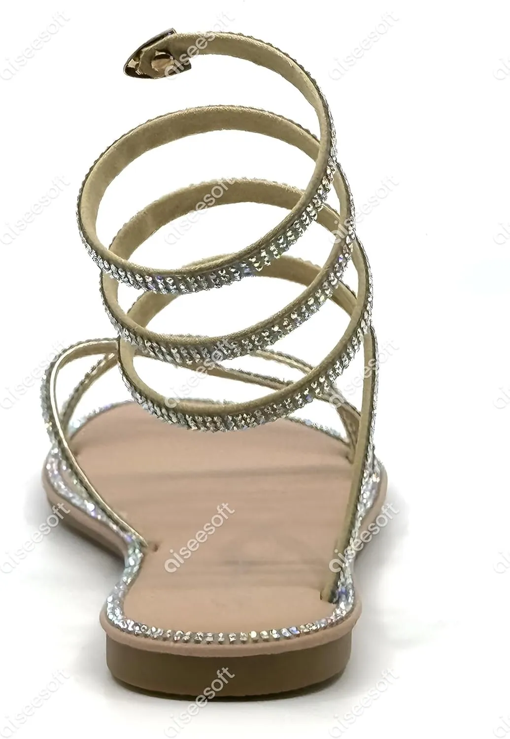 Forever Link Women Rhinestone Wrap-around Flat Sandals
