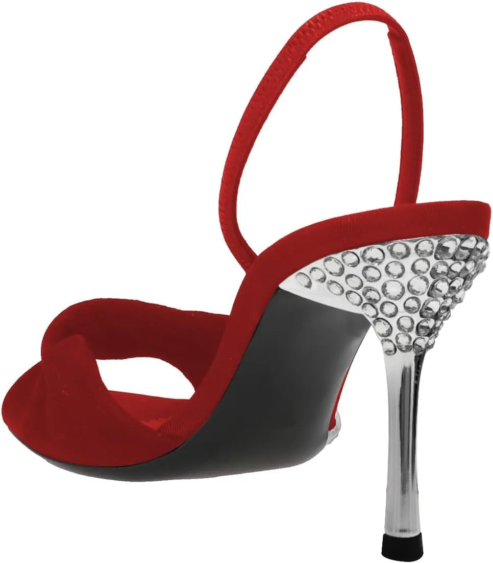 FSJ Women Open Toe Slingback Sandals Rhinestones Band Fold Stiletto High Heels Sexy Ladies Daily Wear Pumps Shoes Size 4-16 US