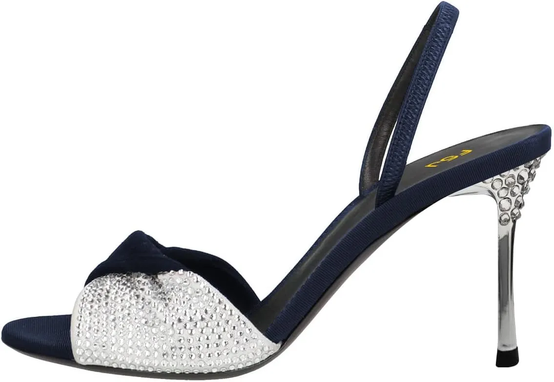 FSJ Women Open Toe Slingback Sandals Rhinestones Band Fold Stiletto High Heels Sexy Ladies Daily Wear Pumps Shoes Size 4-16 US