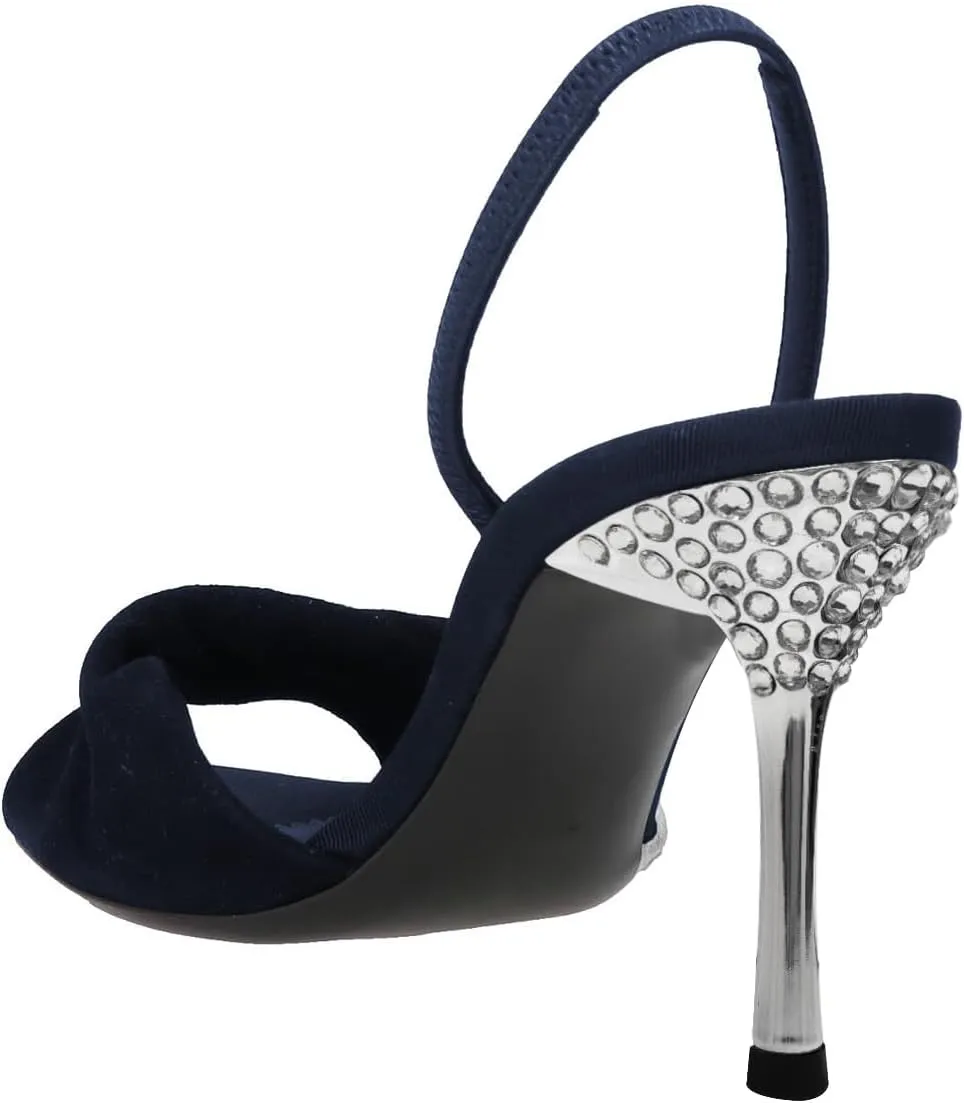FSJ Women Open Toe Slingback Sandals Rhinestones Band Fold Stiletto High Heels Sexy Ladies Daily Wear Pumps Shoes Size 4-16 US
