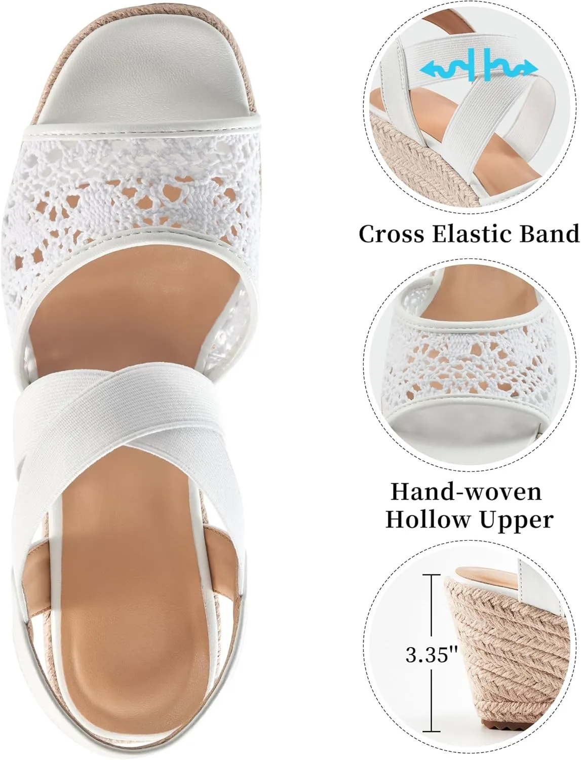 FUDYNMALC Sandals for Women Wedge Heels: Summer Dressy Platform Espadrilles Wedges - Comfortable Square Open Toe Wedding Shoes 2025