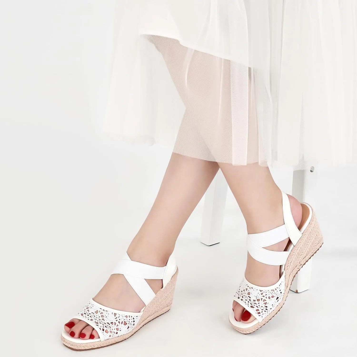 FUDYNMALC Sandals for Women Wedge Heels: Summer Dressy Platform Espadrilles Wedges - Comfortable Square Open Toe Wedding Shoes 2025