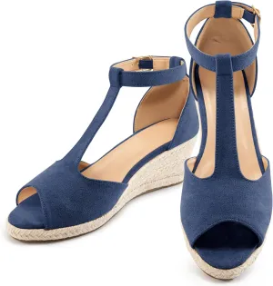 FUDYNMALC Womens Sandals Wedge Heels: Summer Dressy Espadrilles Platforms Shoes Casual Comfortable Open Toe Walking Footwear