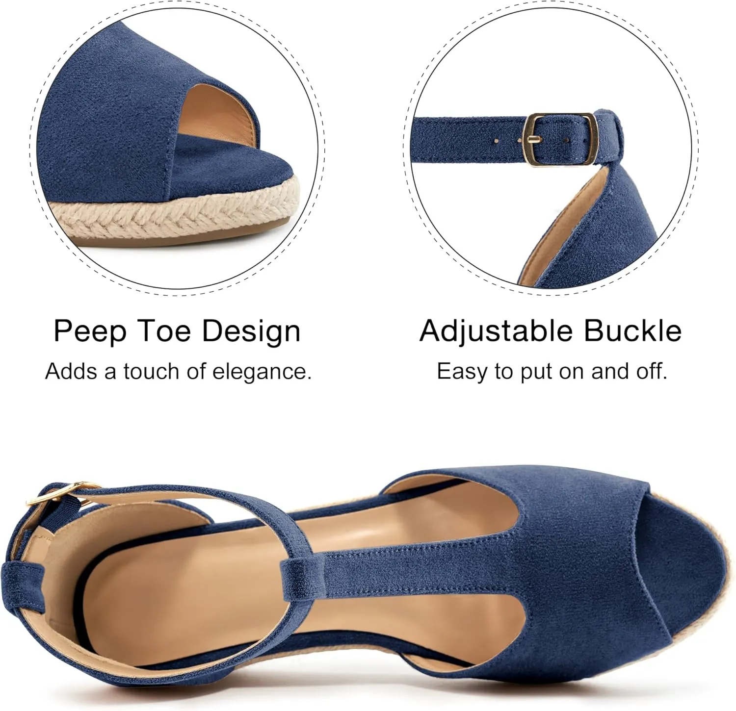 FUDYNMALC Womens Sandals Wedge Heels: Summer Dressy Espadrilles Platforms Shoes Casual Comfortable Open Toe Walking Footwear