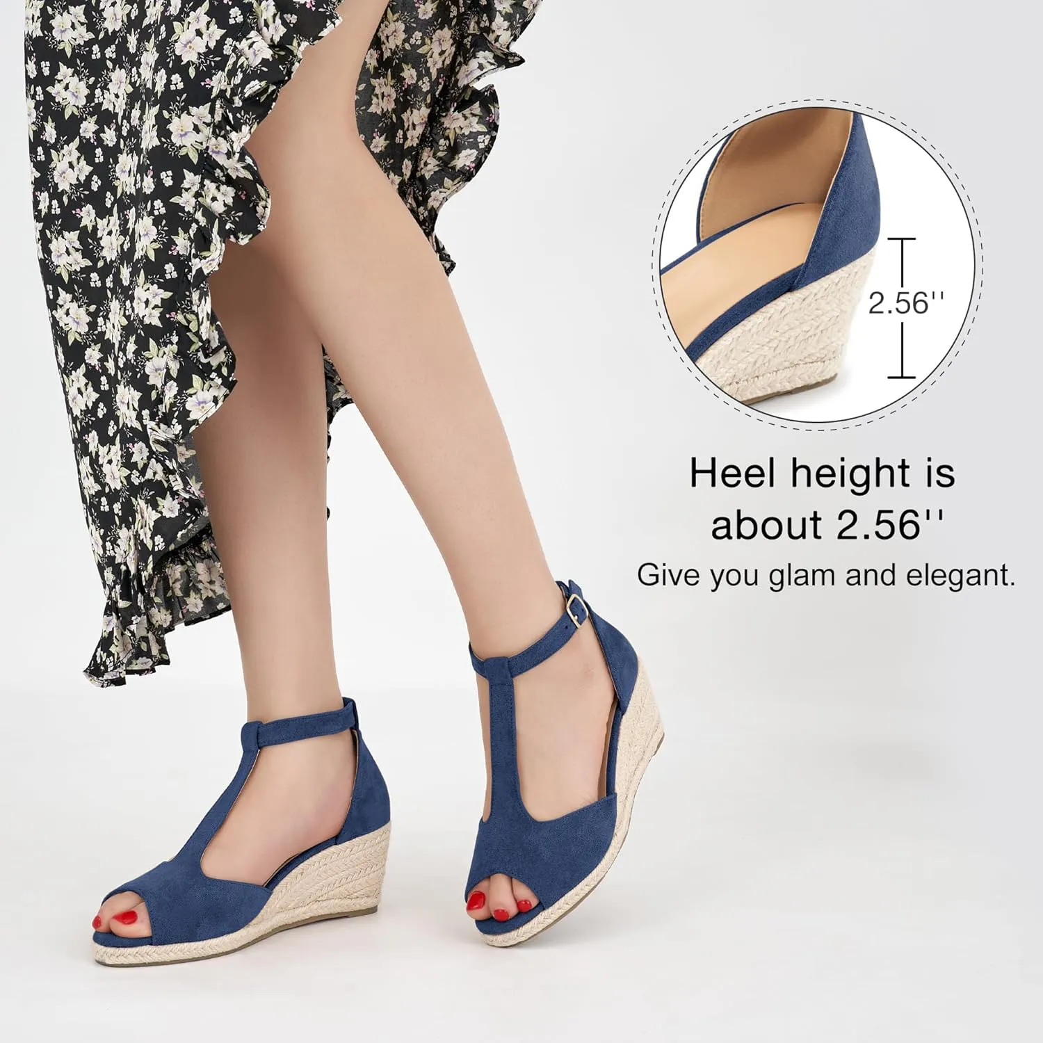 FUDYNMALC Womens Sandals Wedge Heels: Summer Dressy Espadrilles Platforms Shoes Casual Comfortable Open Toe Walking Footwear