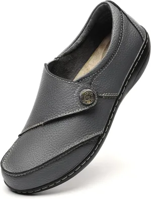 Geoeleph Women's Loafers Casual Slip-Ons Comfort Walking Flats Leather Driving Moccasins