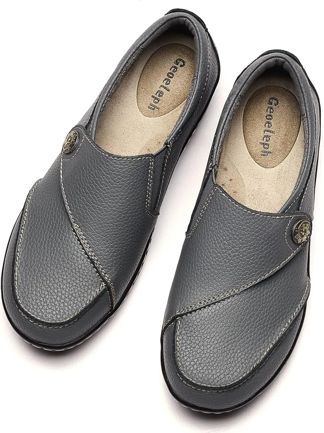 Geoeleph Women's Loafers Casual Slip-Ons Comfort Walking Flats Leather Driving Moccasins