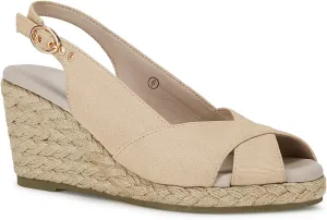 gihubafuil Women's Platform Wedges Sandals Open Toe Buckle Slingback Espadrilles Cross Band Slip-on High Heels