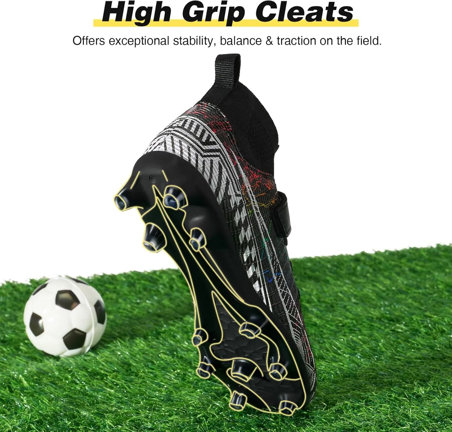 GINNI Kids Firm Ground Soccer Cleats Boys Girls Athletic Soccer Shoes Youth Outdoor Football Cleats Lightweight Breathable FG/AG Baseball Cleats Football Boots Shoes for Toddler/Little Kids/Big Kids