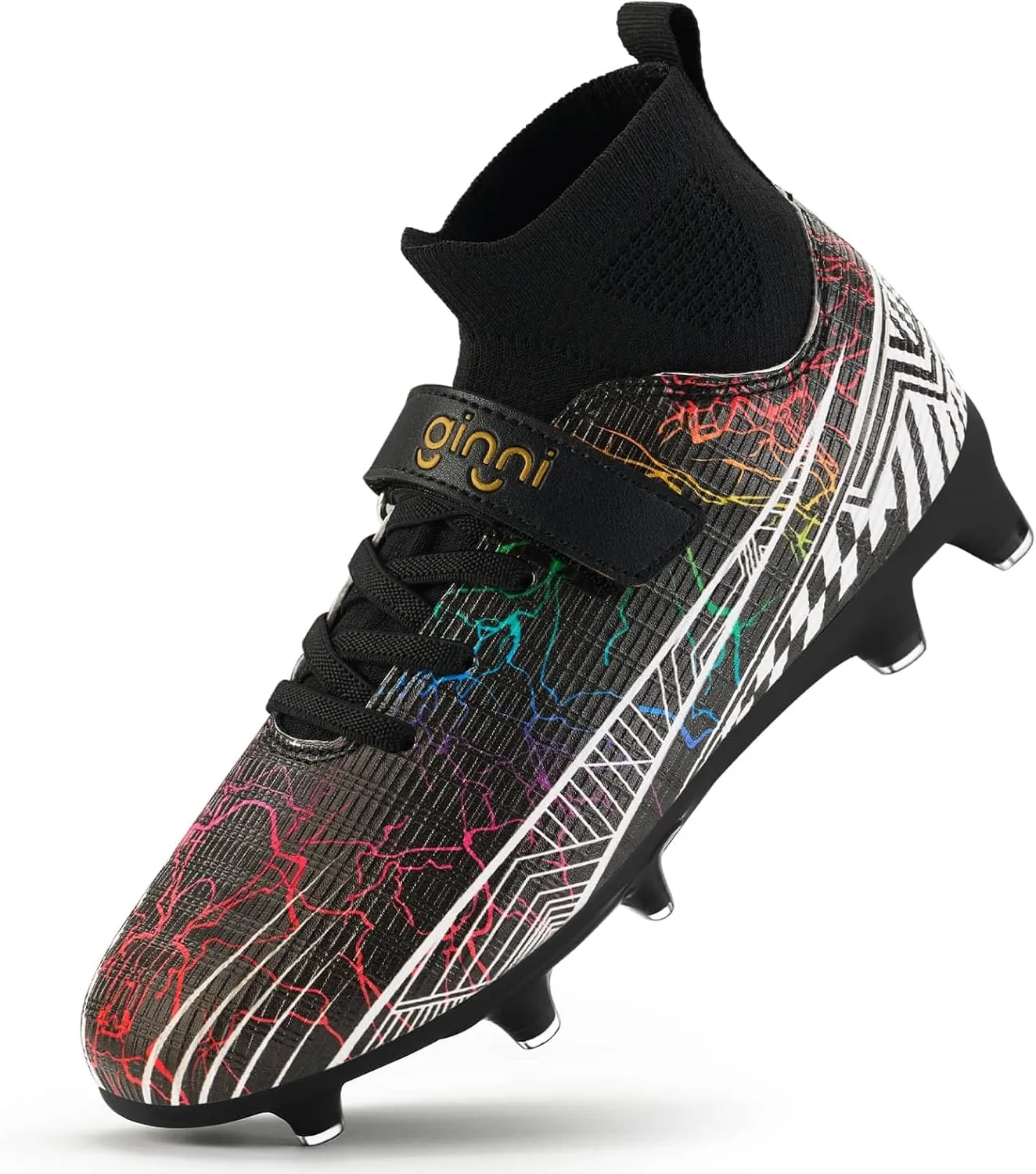 GINNI Kids Firm Ground Soccer Cleats Boys Girls Athletic Soccer Shoes Youth Outdoor Football Cleats Lightweight Breathable FG/AG Baseball Cleats Football Boots Shoes for Toddler/Little Kids/Big Kids