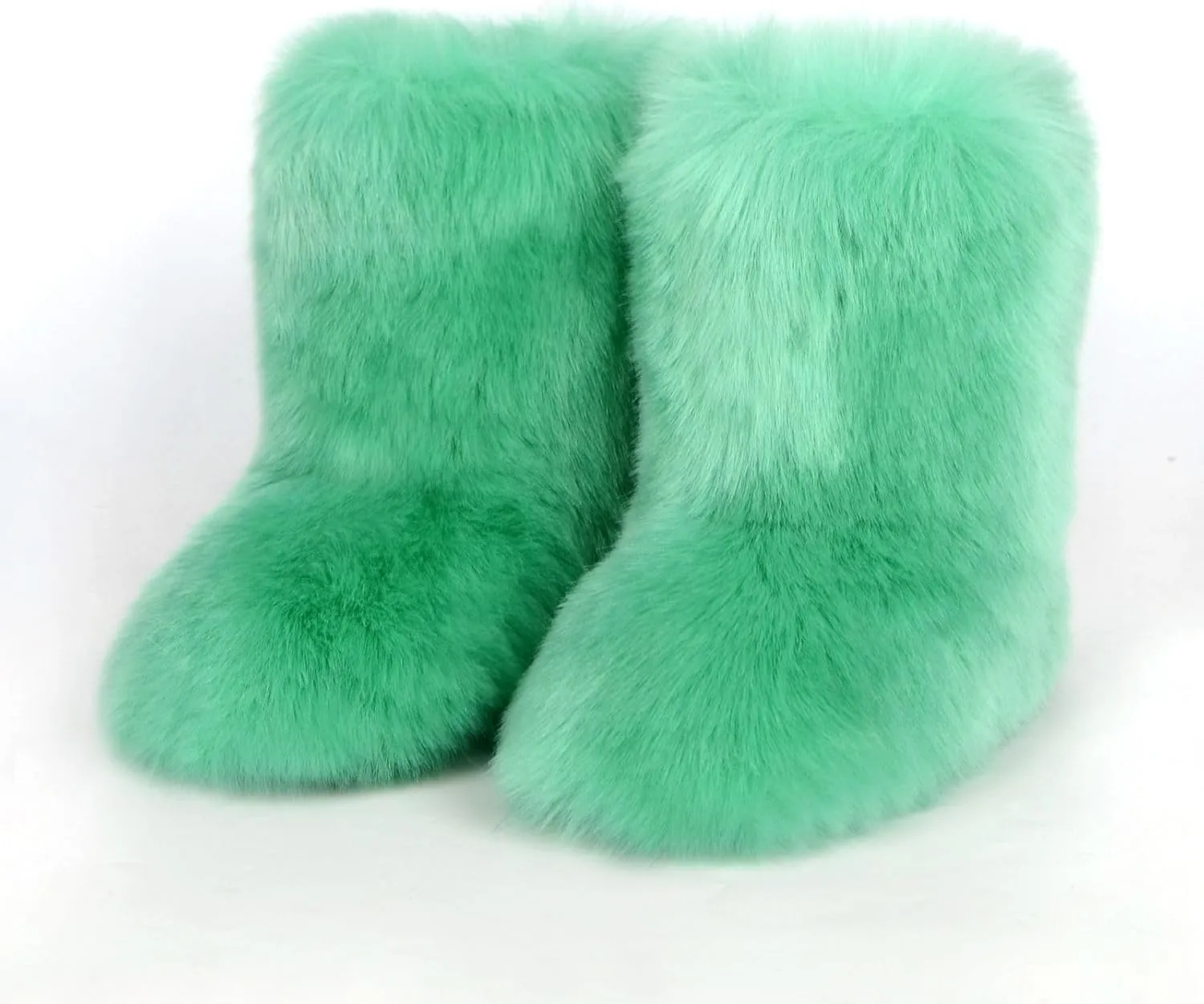 Girls Fluffy Furry Snow Boots Faux Fur Winter Warm Outdoor Boots