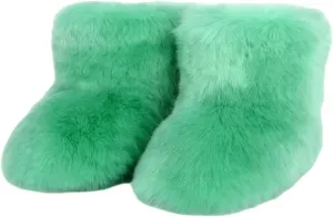 Girls Fluffy Furry Snow Boots Faux Fur Winter Warm Outdoor Boots
