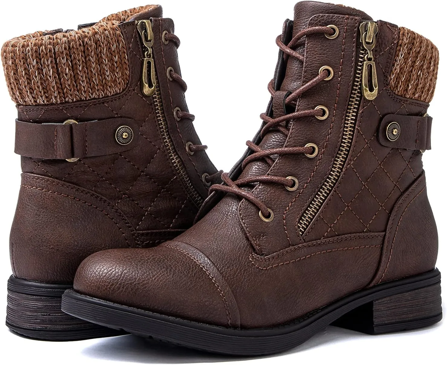 GLOBALWIN Women's Ankle Booties Fashion Combat Boots Fall Boots For Women Comfortable Low Heel