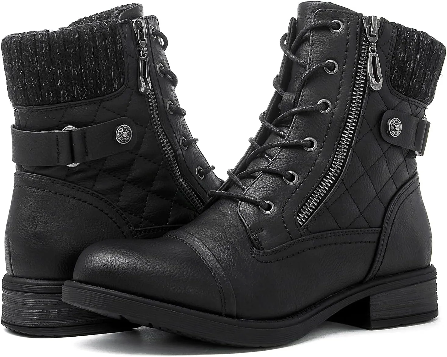 GLOBALWIN Women's Ankle Booties Fashion Combat Boots Fall Boots For Women Comfortable Low Heel